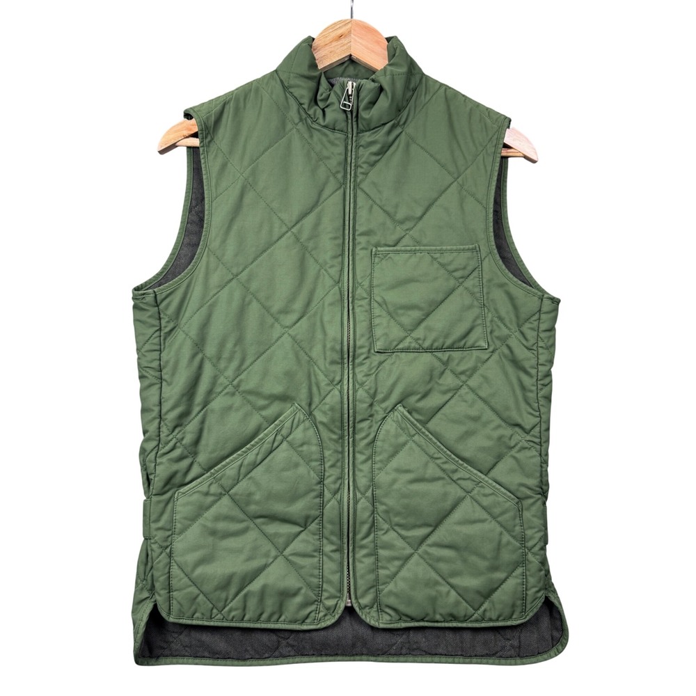 J.Crew Quilted Vest Mens XS Green Thermore Insulated Full Zip Field Heritage